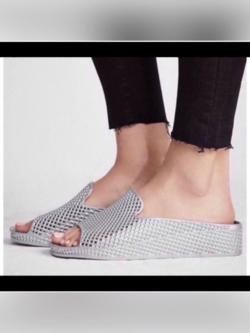 Jeffrey Campbell Havana Last Fling 2 Silver Gray Demi Wedge Jelly Slide